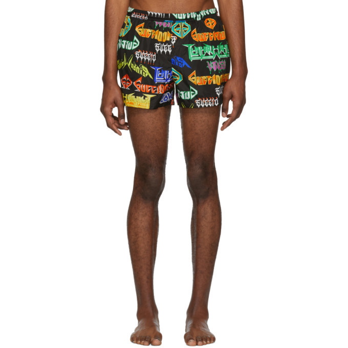 Photo: Gucci Black and Multicolor Metal Mix Swim Shorts