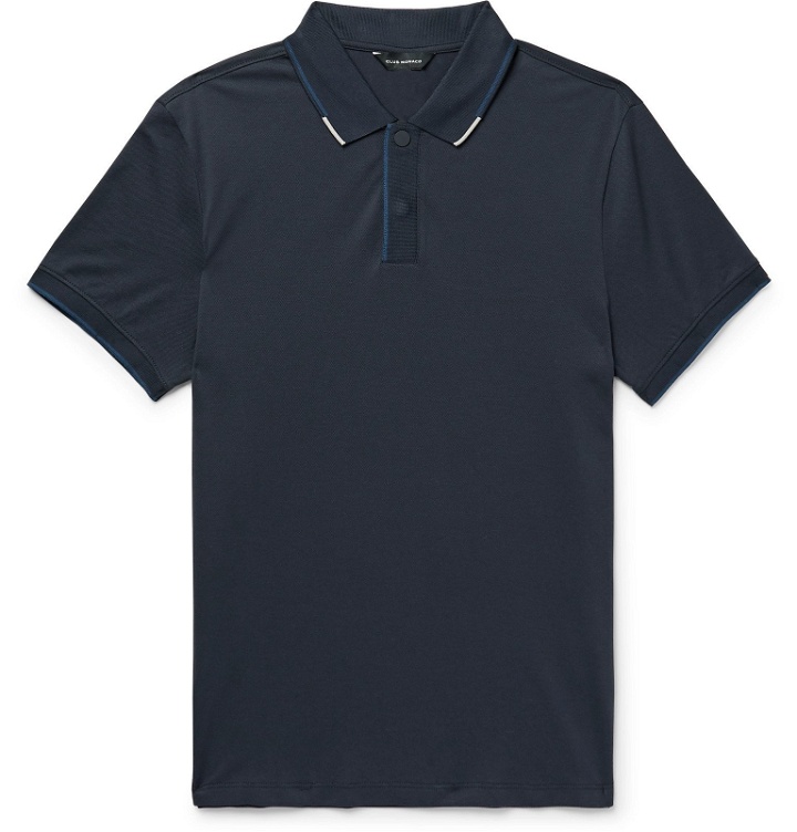 Photo: Club Monaco - Contrast-Tipped Stretch-Cotton Piqué Polo Shirt - Blue