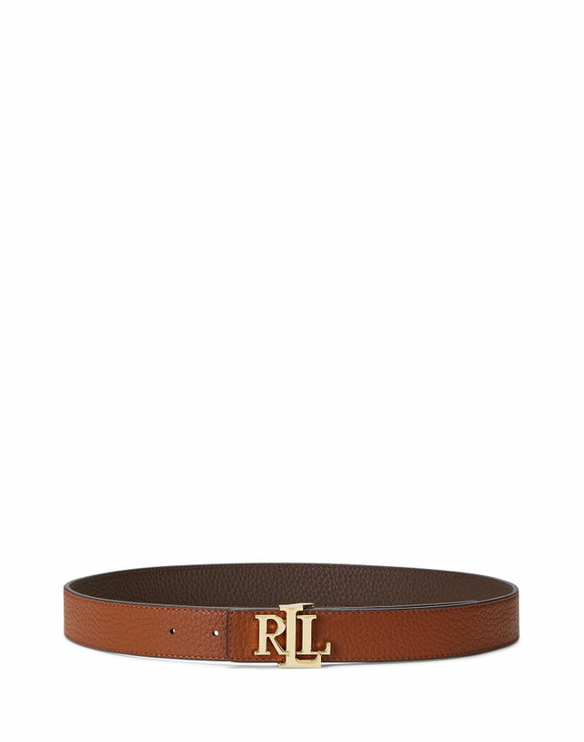 Photo: Lauren Ralph Lauren Logo Reversible Pebbled Leather Belt Womens Belt Dark in Brown