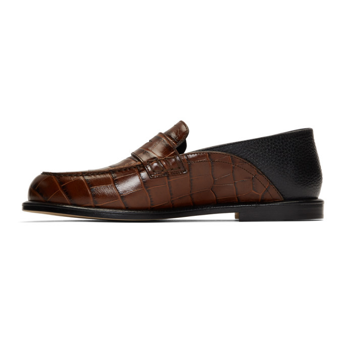 Loewe Brown and Black Croc Slip-On Loafer Loewe