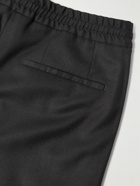 Lardini - Straight-Leg Pleated Wool-Blend Twill Drawstring Trousers - Black
