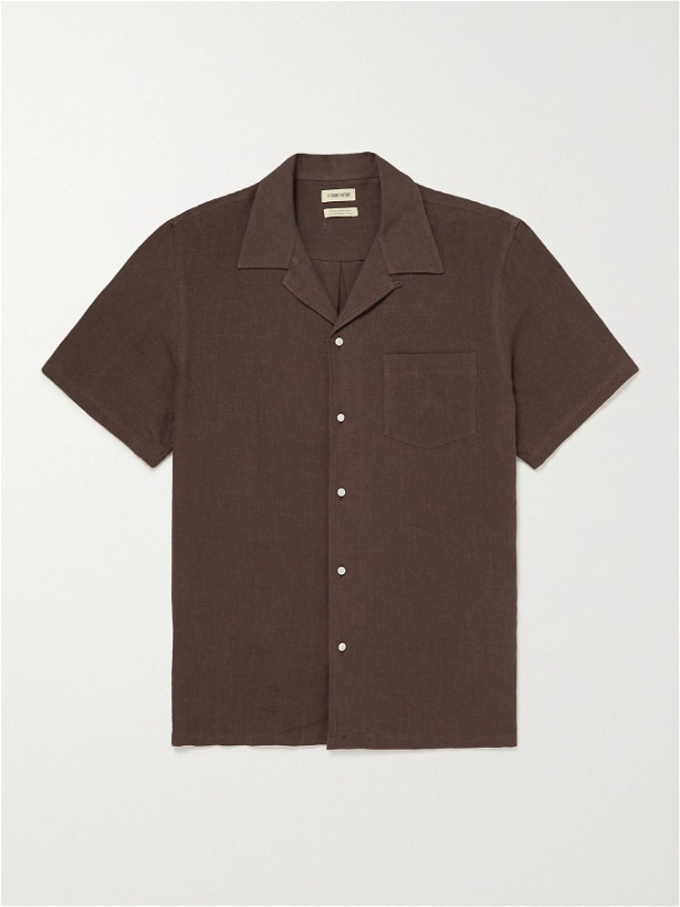 Photo: De Bonne Facture - Camp-Collar Linen Shirt - Brown