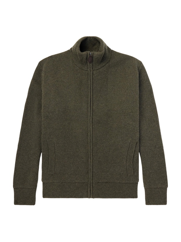 Photo: Purdey - Orkney Ribbed-Knit Wool Zip-Up Cardigan - Green