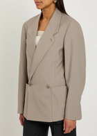 Lemaire Double-breasted Woven Blazer Taupe