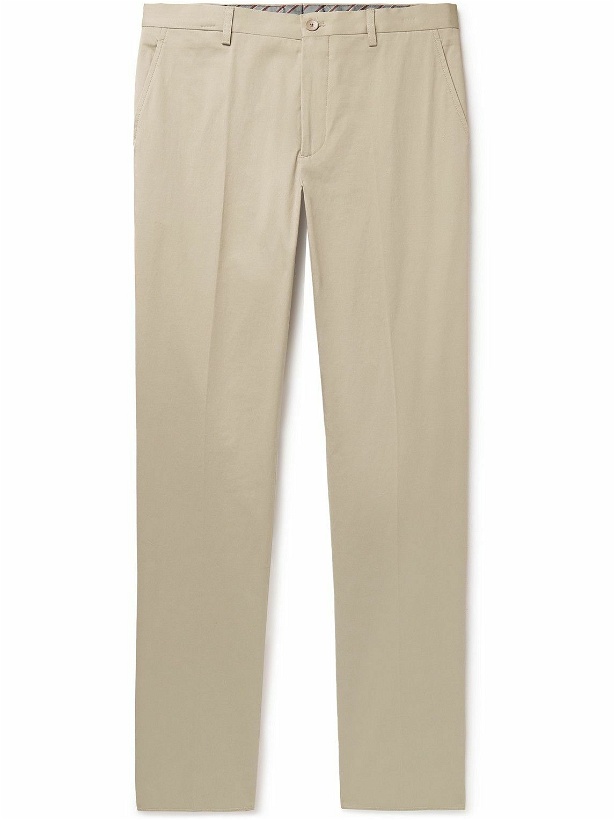 Photo: Etro - Slim-Fit Cotton-Blend Gabardine Trousers - Neutrals