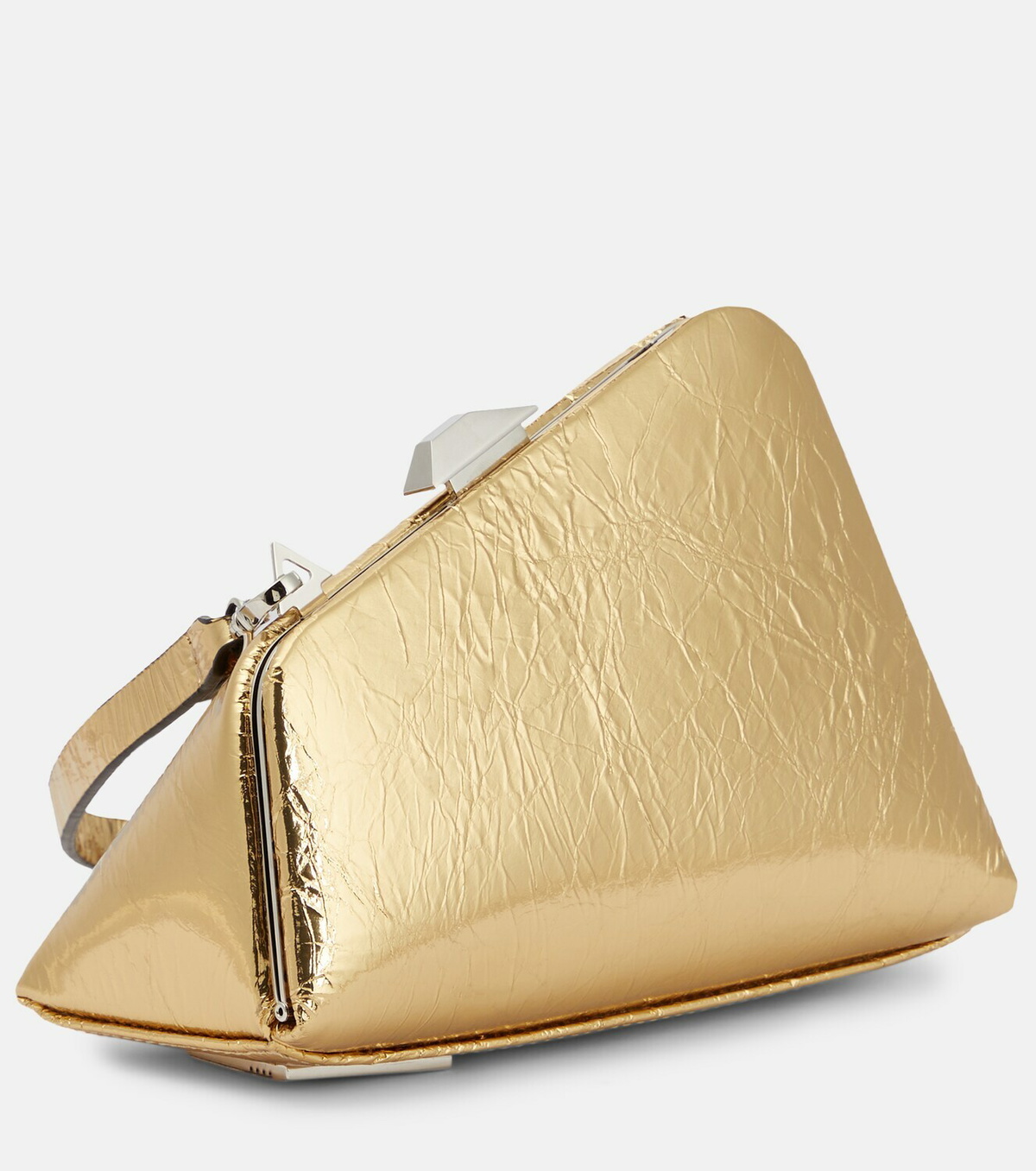 Midnight Mini Embellished Leather Clutch in Yellow - The Attico