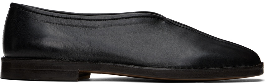 LEMAIRE Black Flat Piped Slippers Lemaire