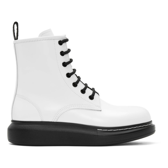 Photo: Alexander McQueen White Hybrid Lace-Up Boots