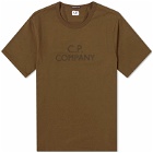 C.P. Company Men's 30/2 Mercerized Jersey Twisted Logo T-Shirt in Ivy Green