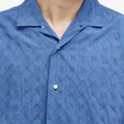 Gitman Vintage Men's Japanese Ripple Jacquard Camp Shirt in Blue