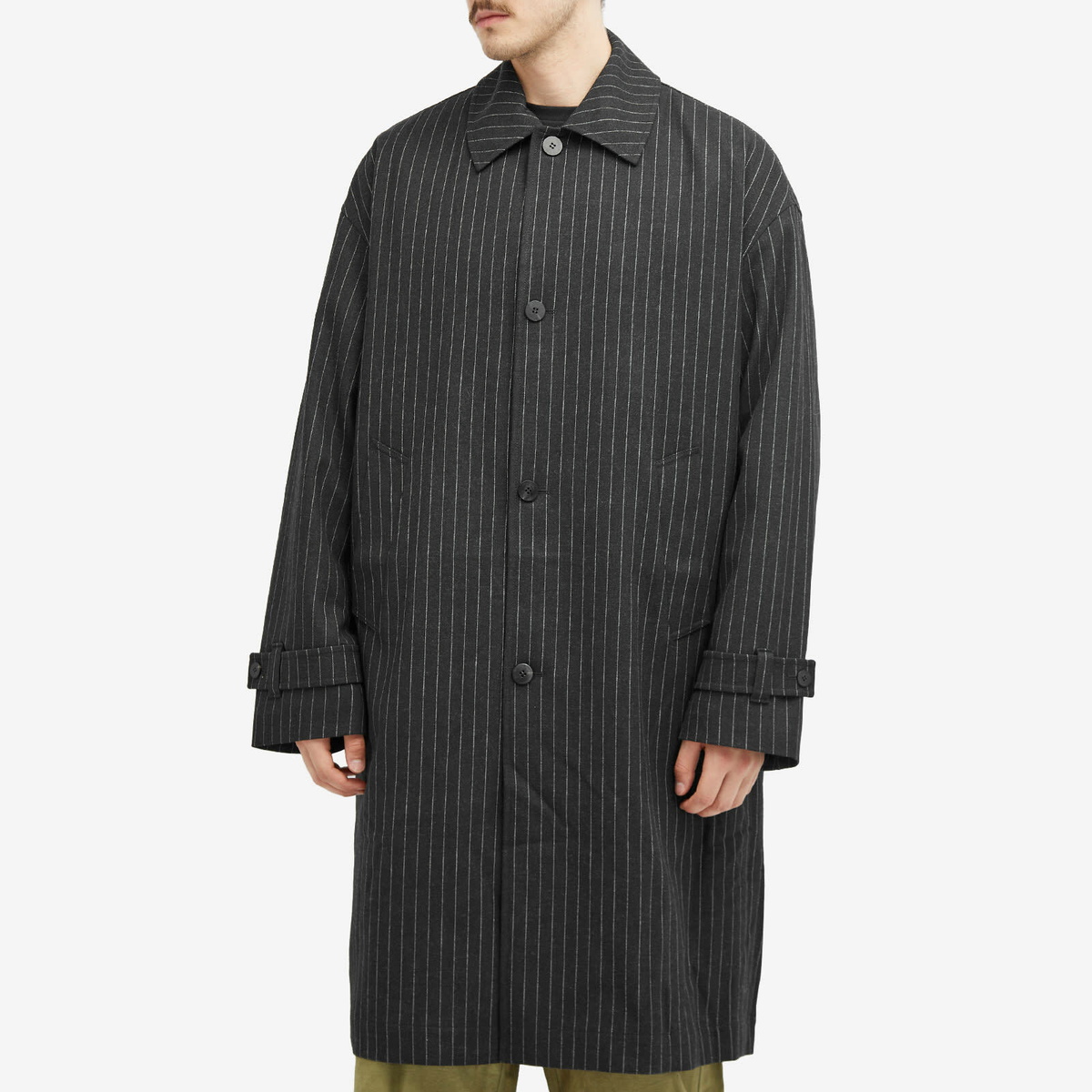 Merely Made Men's Premium Pinstripe Gurkha Coat in Raven Grey