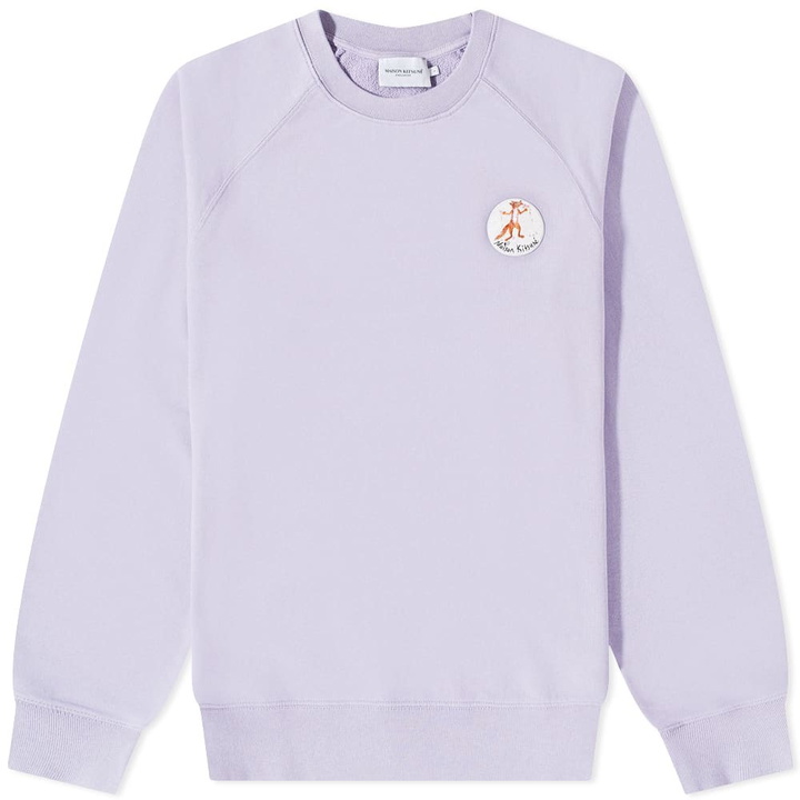 Photo: Maison Kitsuné x Olympia Le Tan Flower Fox Patch Crew Sweat in Misty Lilac