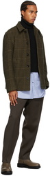 Dries Van Noten Khaki & Black Wool Check Coat