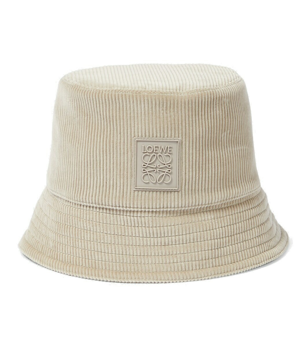Shop LOEWE Anagram bucket hat in jacquard and calfskin (K820HB1X07