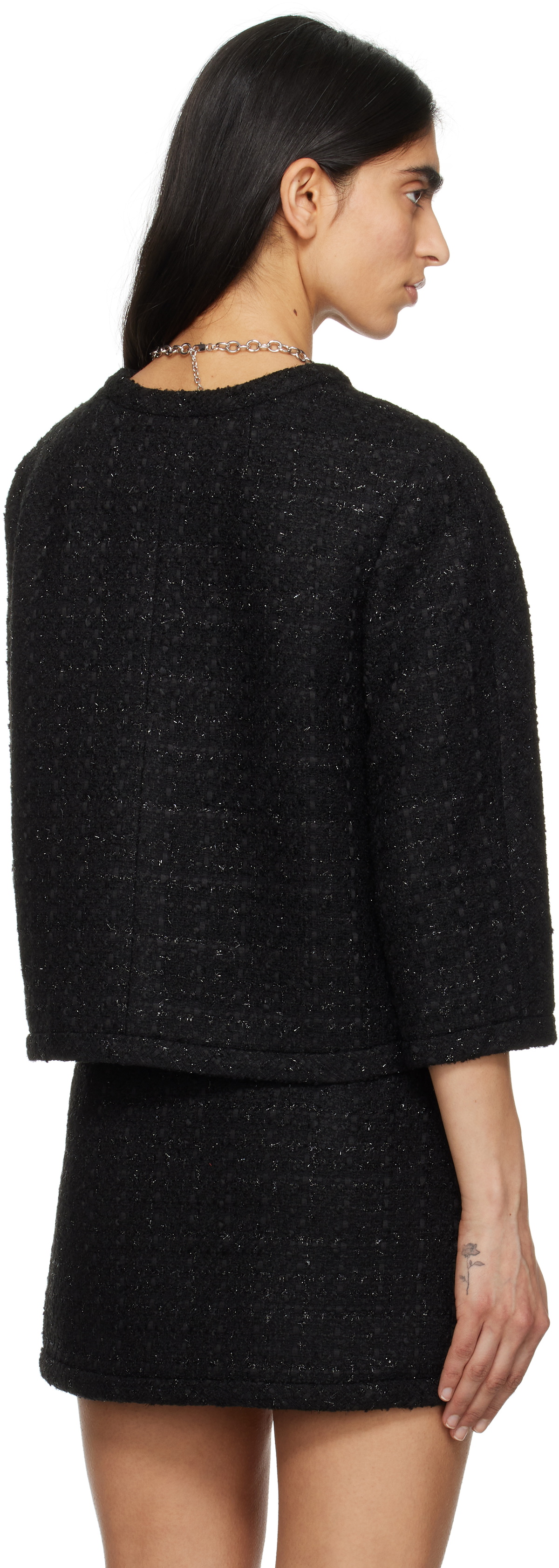 Marc Jacobs Black Tweed Backwards Lady Jacket
