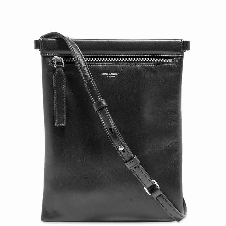 Photo: Saint Laurent Men's Leather Flat Neck Bag in Black