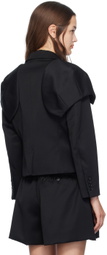 Simone Rocha Black Embroidered Bust Fitted Cap Blazer