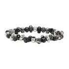 Alexander McQueen Grey and Black Beaded Skull Bracelet