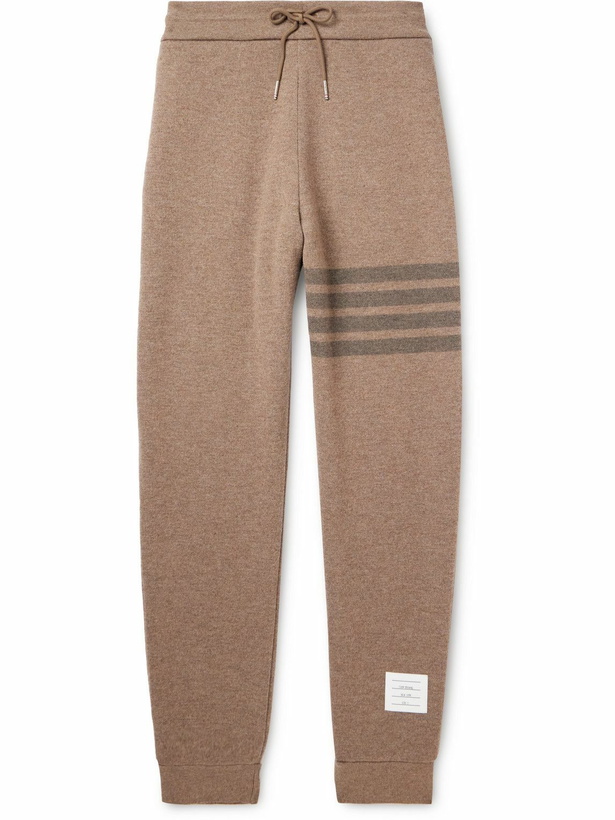 Photo: Thom Browne - Tapered Striped Wool Sweatpants - Brown