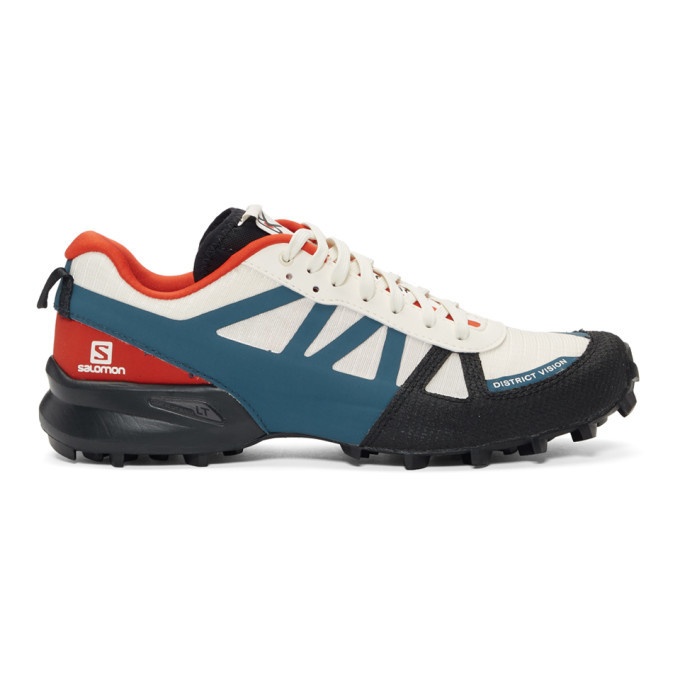 Photo: District Vision White and Blue Salomon Edition Mountain Racer Sneakers