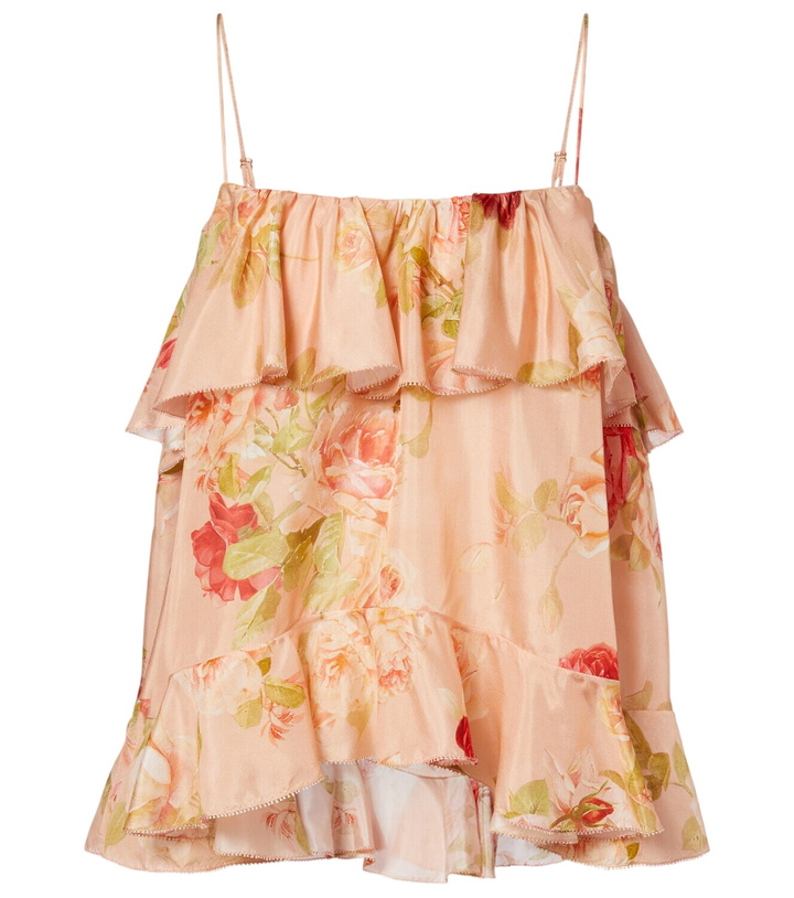 Photo: Zimmermann Roselight floral ruffled silk camisole