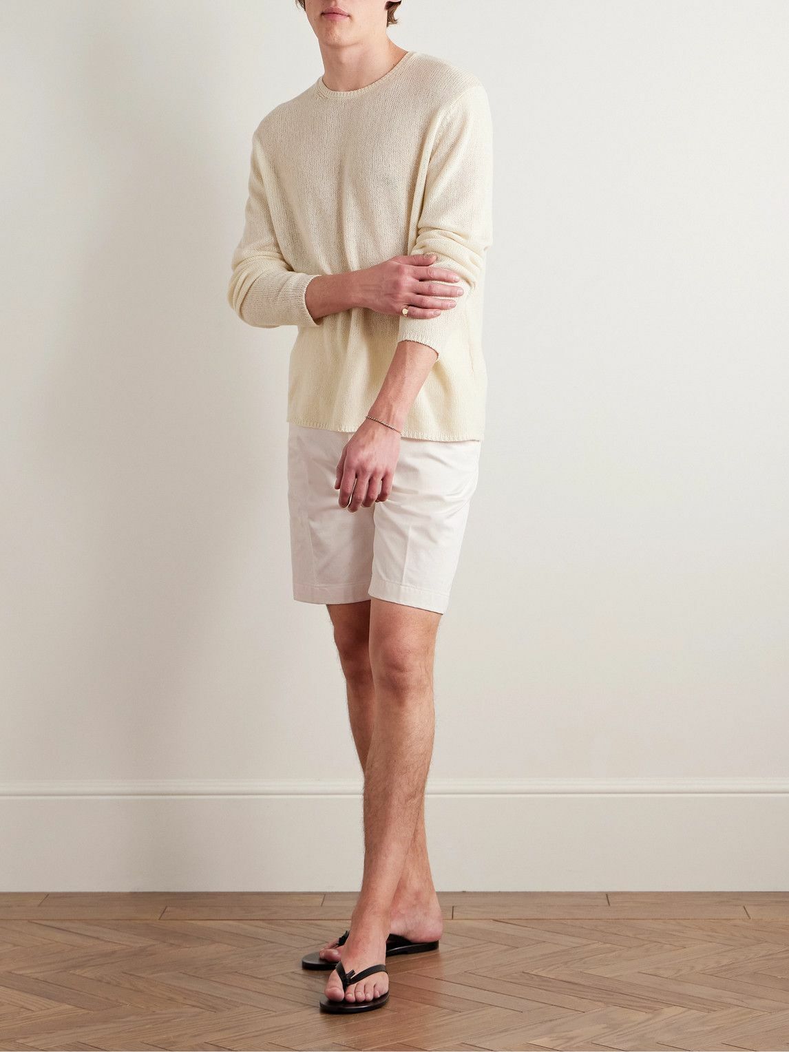 トップス AURALEE COTTON CASHMERE L/S TEE 3 Auralee - Summer Cashmere Sweater - Neutrals Auralee