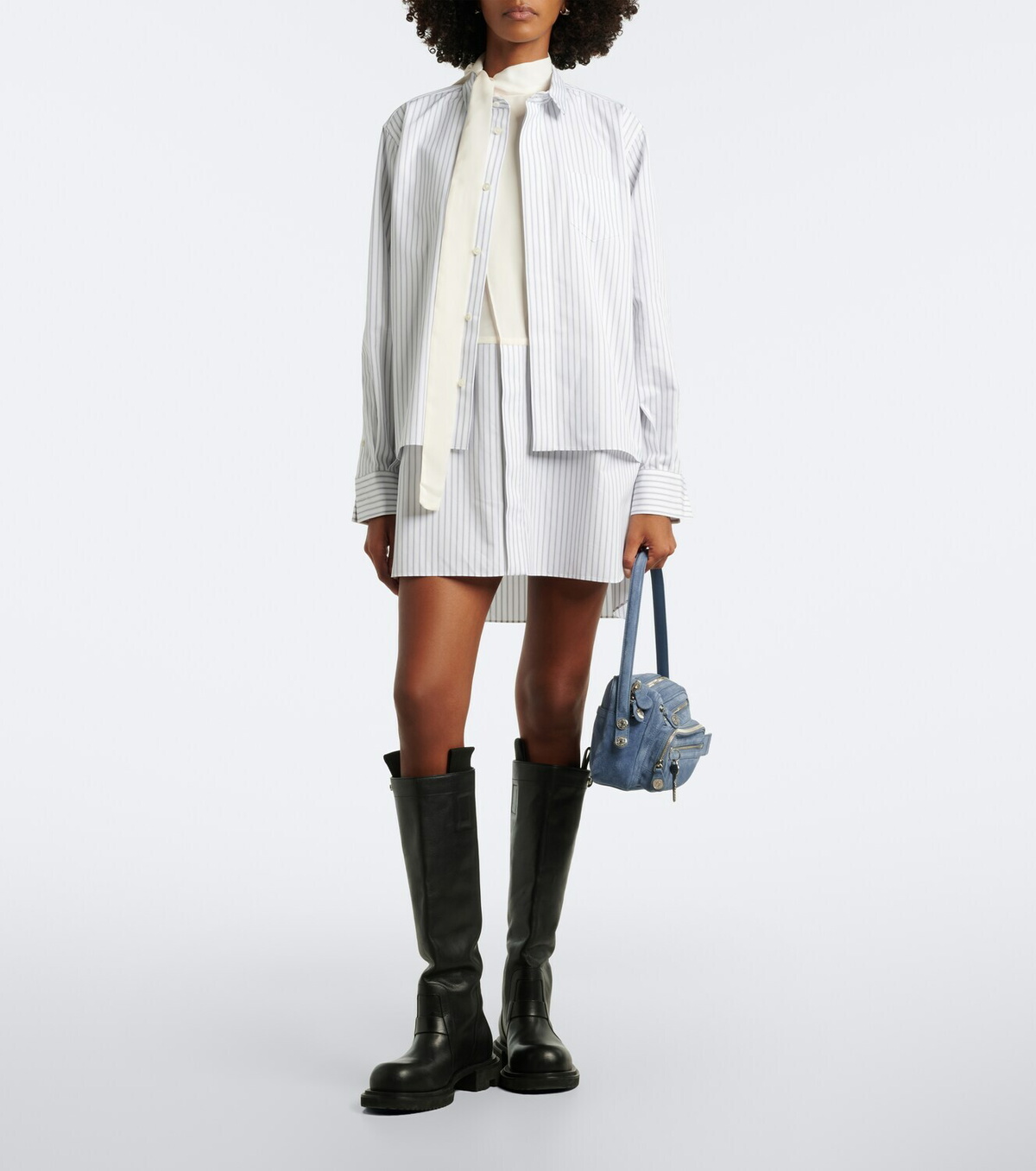 Sacai Layered striped cotton-blend poplin shirt