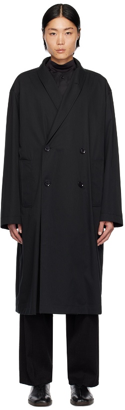 Photo: LEMAIRE Black Wrap Collar Trench Coat