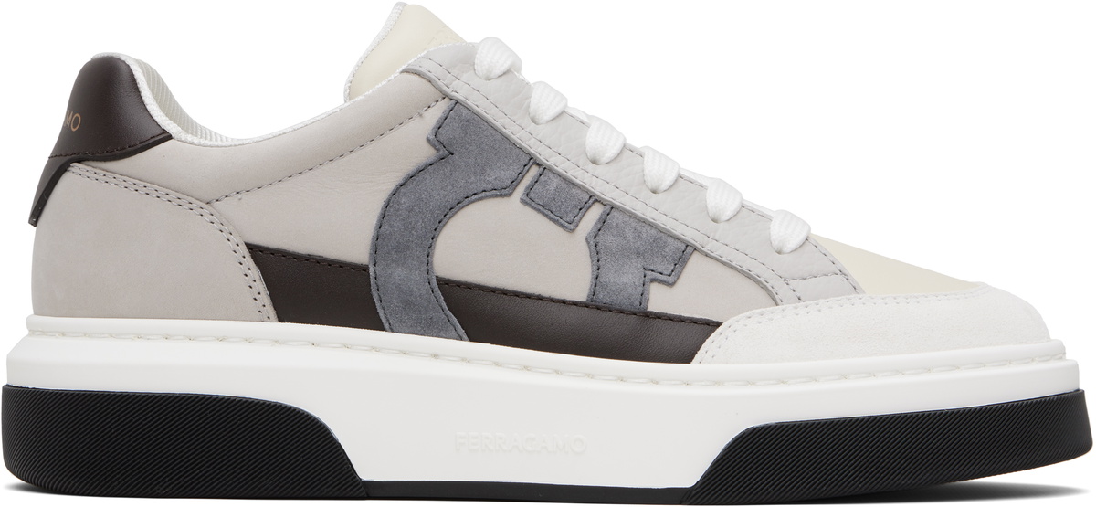 スニーカー FERRAGAMO White leather and mesh Bay Man sneakers Ferragamo White Leather And Mesh Bay Man Sneakers Salvatore