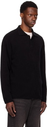 The Elder Statesman Black Heavy Rugby Polo
