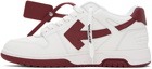 Off-White White & Burgundy Out Of Office Sneakers