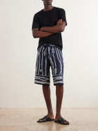 Dolce&Gabbana - Marina Straight-Leg Printed Silk-Twill Drawstring Shorts - Blue