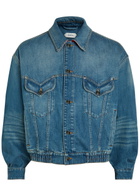 Versace Leather-collar Denim Jacket Blue