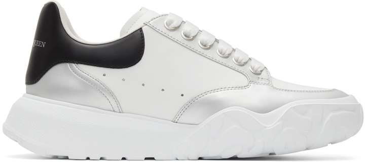 Photo: Alexander McQueen White & Silver Court Trainer Sneakers