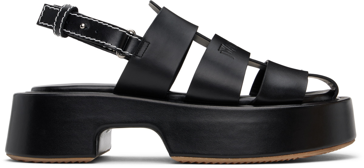 JW Anderson / ブラック ストライプ プラットフォーム サンダル JW Anderson Black Stripe Platform Sandals JW Anderson