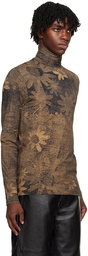 MM6 Maison Margiela Brown Floral Turtleneck