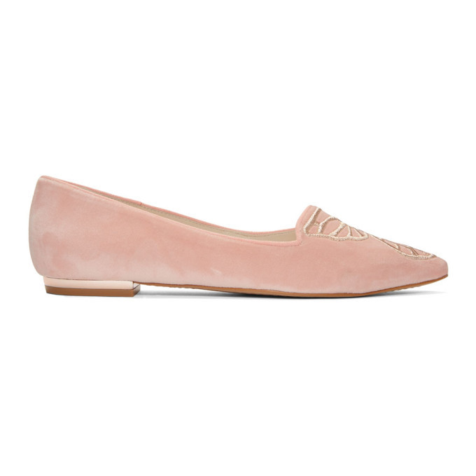 Sophia Webster Pink Velvet Bibi Butterfly Flats Sophia Webster