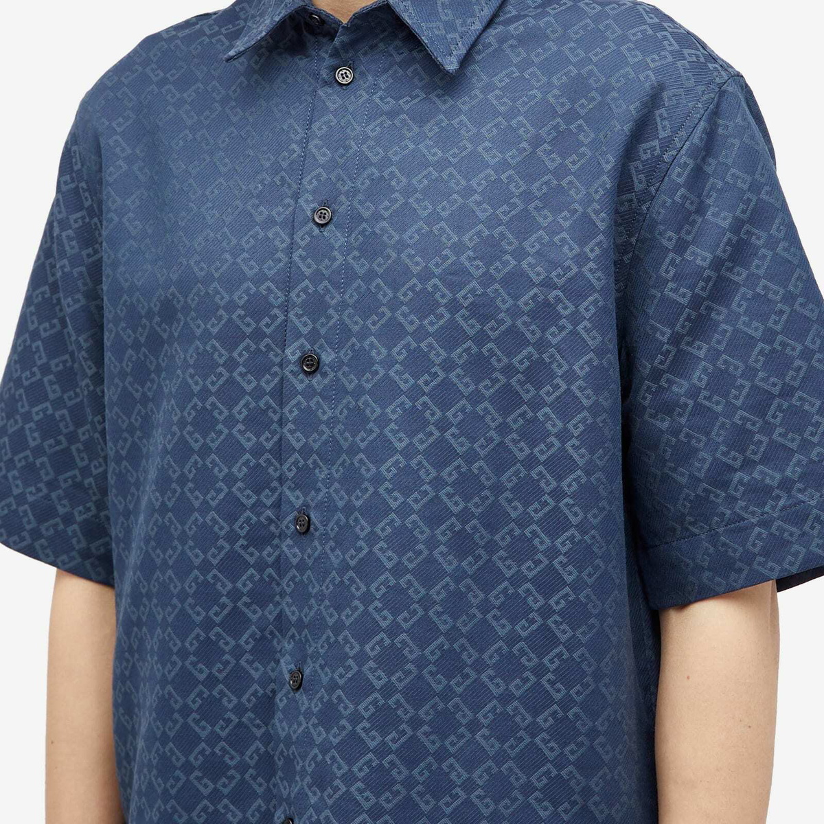 Givenchy Men's Monogram Jaquard Shirt in Grey/Blue Givenchy