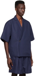King & Tuckfield SSENSE Exclusive Navy Cotton Short Sleeve Shirt