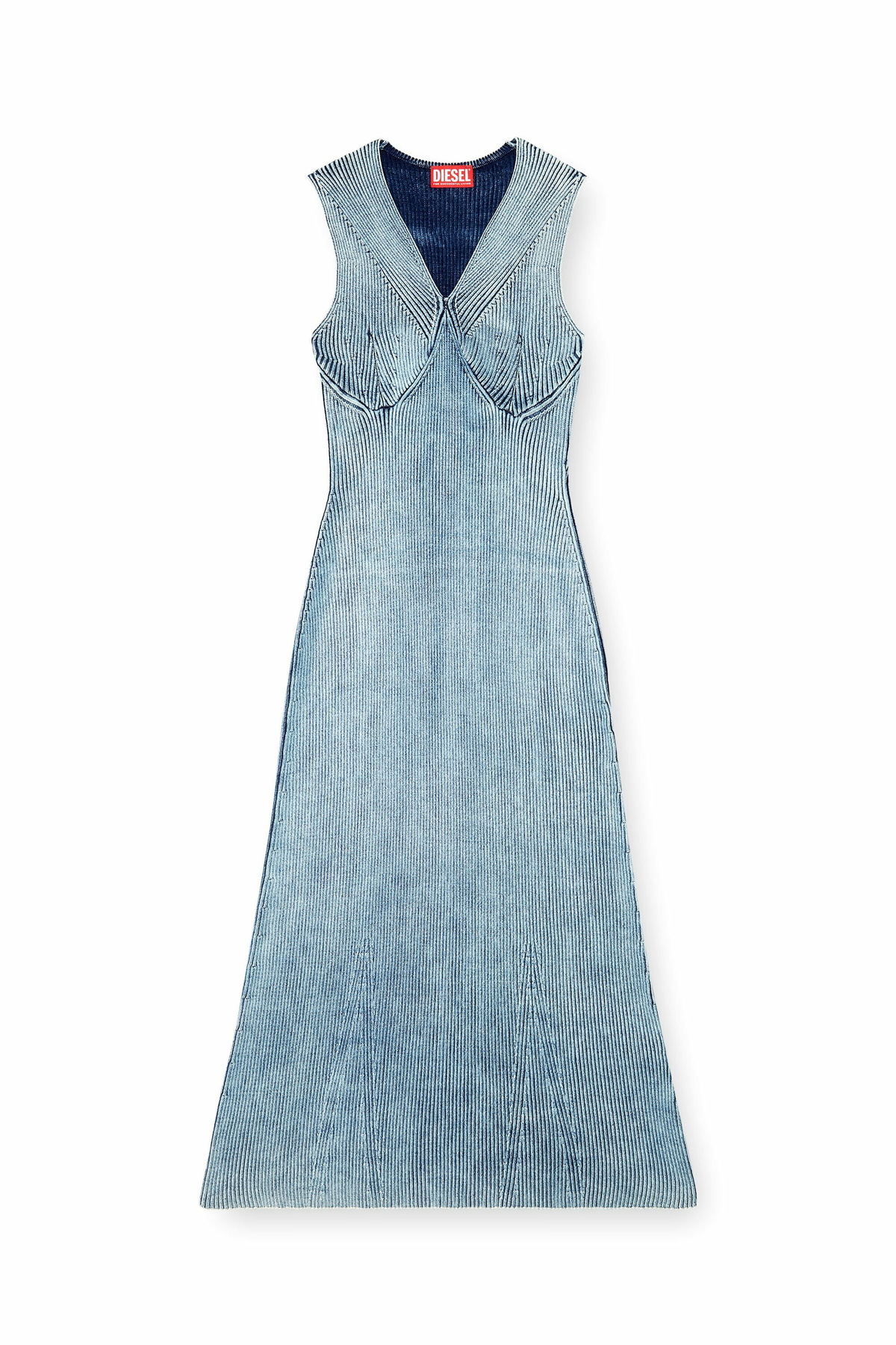 Diesel Denim-yarn midi dress with shiny effect - Dresses Womens in Blue
