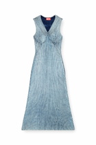 Diesel Denim-yarn midi dress with shiny effect - Dresses Womens in Blue