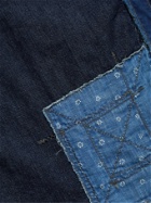 KAPITAL - Printed Patchwork Cotton and Linen-Blend Chambray Shirt - Blue