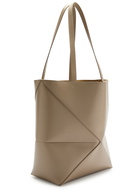 Loewe Puzzle Fold Medium Leather Tote - Sand - One Size