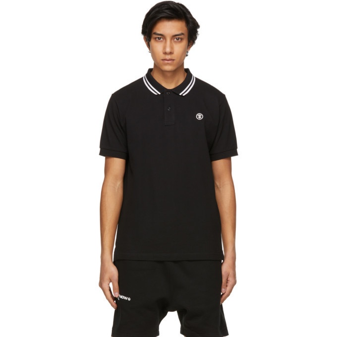Photo: AAPE by A Bathing Ape Black Pique One Point Polo