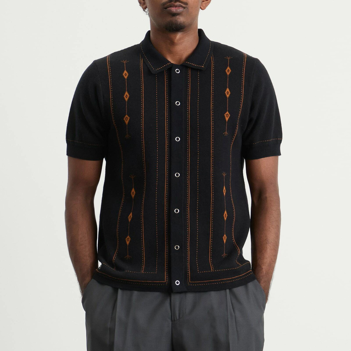 Percival Men's Folio Knitted Shirt in Dark Navy