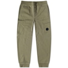 C.P. Company Men's Diagonal Raised Fleece Cargo Sweat Pant in Bronze Green