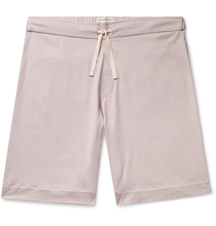 Photo: Oliver Spencer Loungewear - York Supima Cotton-Jersey Drawstring Shorts - Purple