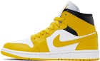 Nike Jordan White & Yellow Air Jordan 1 Mid Sneakers