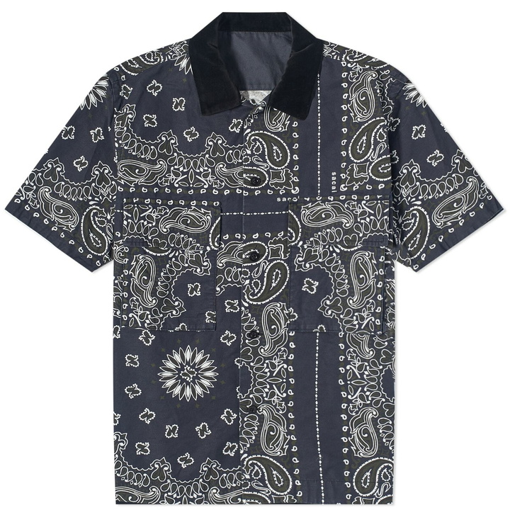 Photo: Sacai Men's Bandana Print Short Sleeve Shirt in Navy