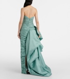 Marmar Halim Draped pleated taffeta bustier gown